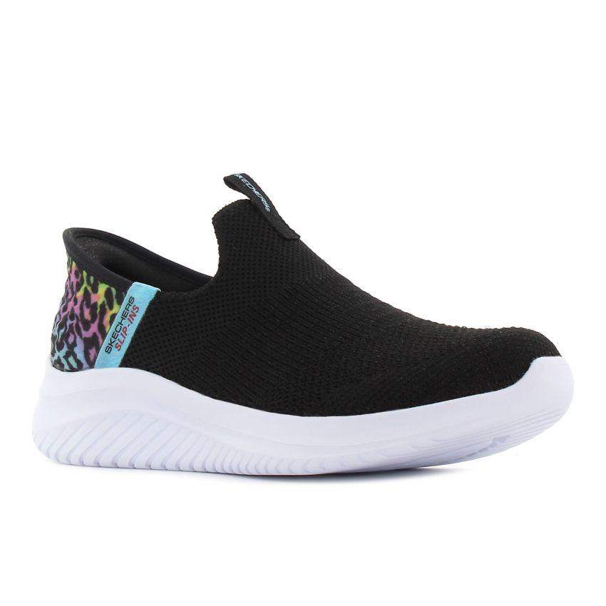 Skechers Slip-Ins - Ultra Flex 3.0 - Colory Wild fekete gyerek bebújós cipő