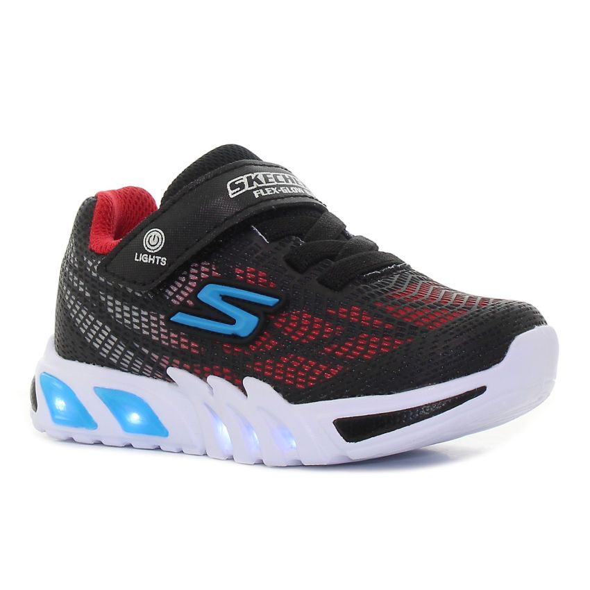 Skechers - Flex Glow Elite Vorlo 400137N-BKRB fekete fiú baba utcai cipő sneaker