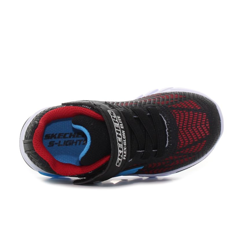 Skechers - Flex Glow Elite Vorlo 400137N-BKRB fekete fiú baba utcai cipő sneaker