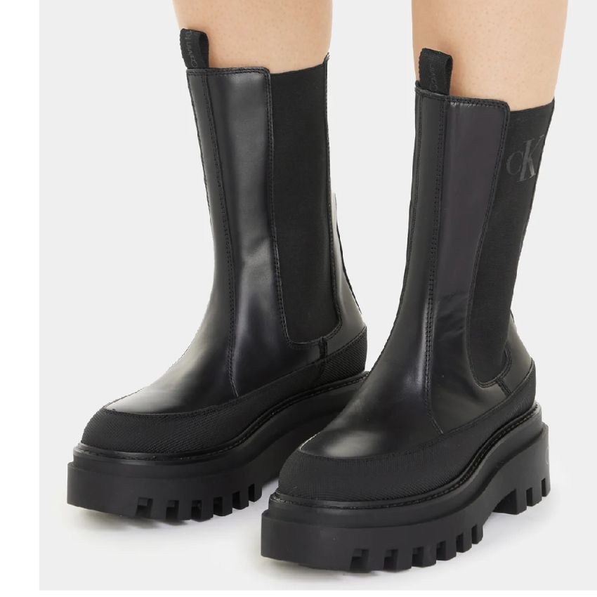 Calvin - Klein Flatform Chelsea YW0YW01111-0GT fekete női csizma bokacsizma