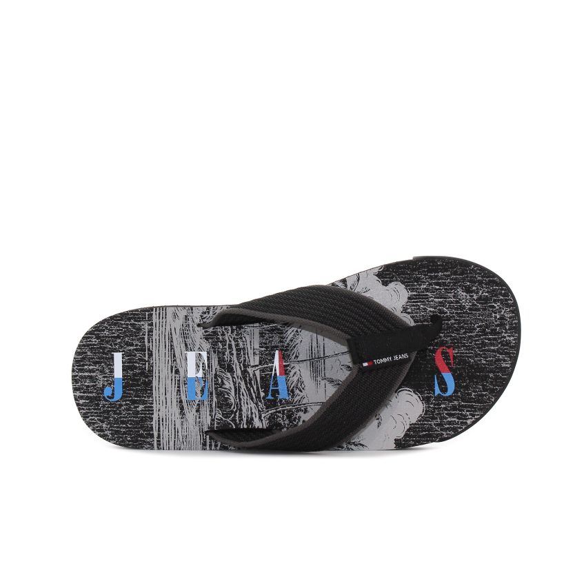 Tommy Hilfiger TJM Elevated Beach fekete férfi papucs