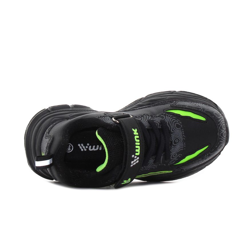 Wink - Dano III fekete-lime villogó gyerek cipő