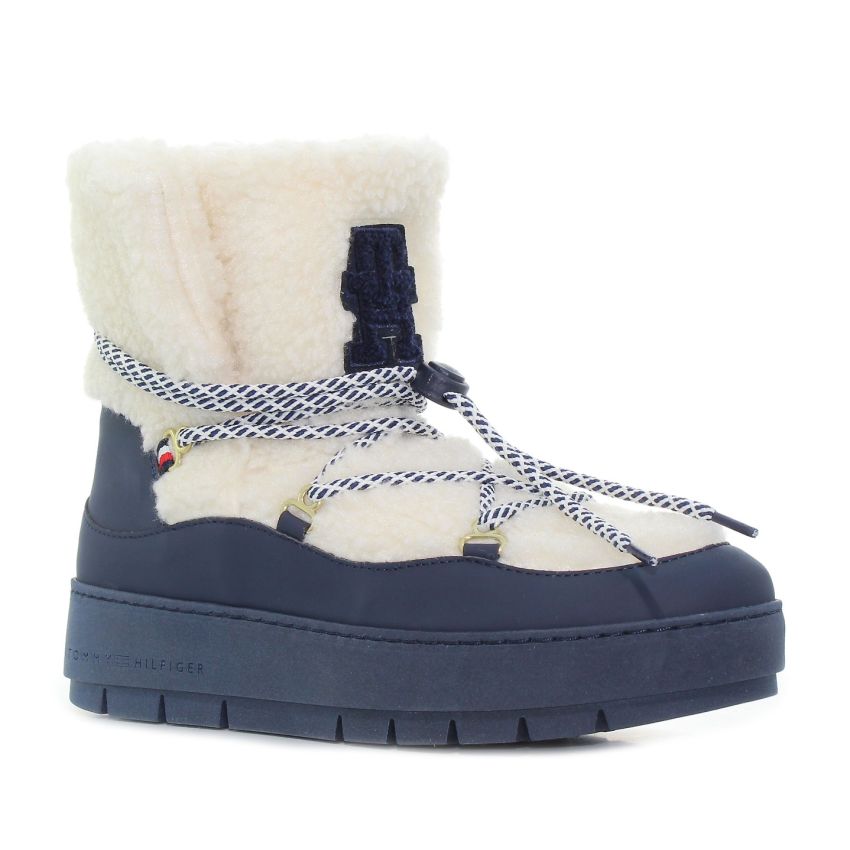 Tommy - Hilfiger Faux Fur Snow Bootie FW0FW06850-DW6 fehér női csizma bakancs