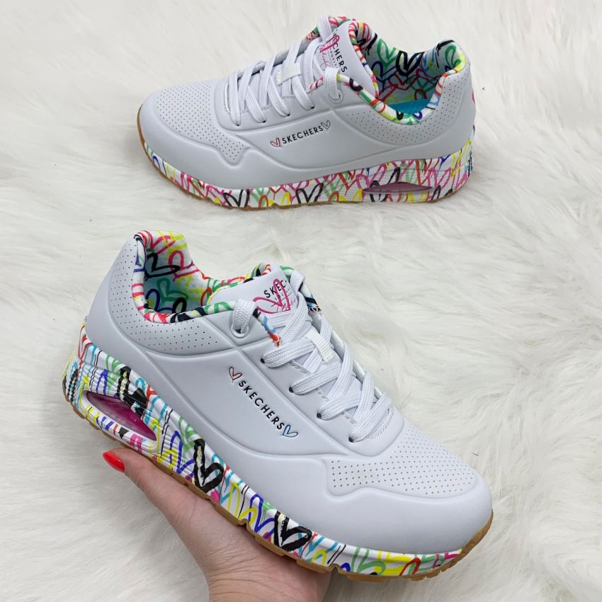 Skechers Uno - Loving Love fehér női sneaker