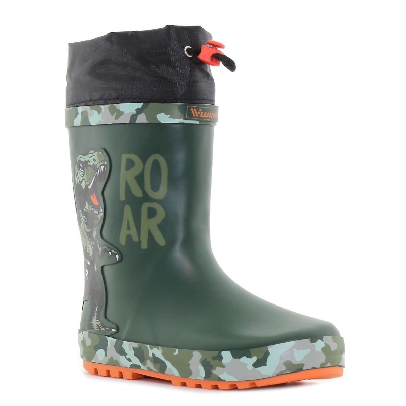 Wink - Aqqo - T-Rex kaki căptușit copii cizme de cauciuc-01